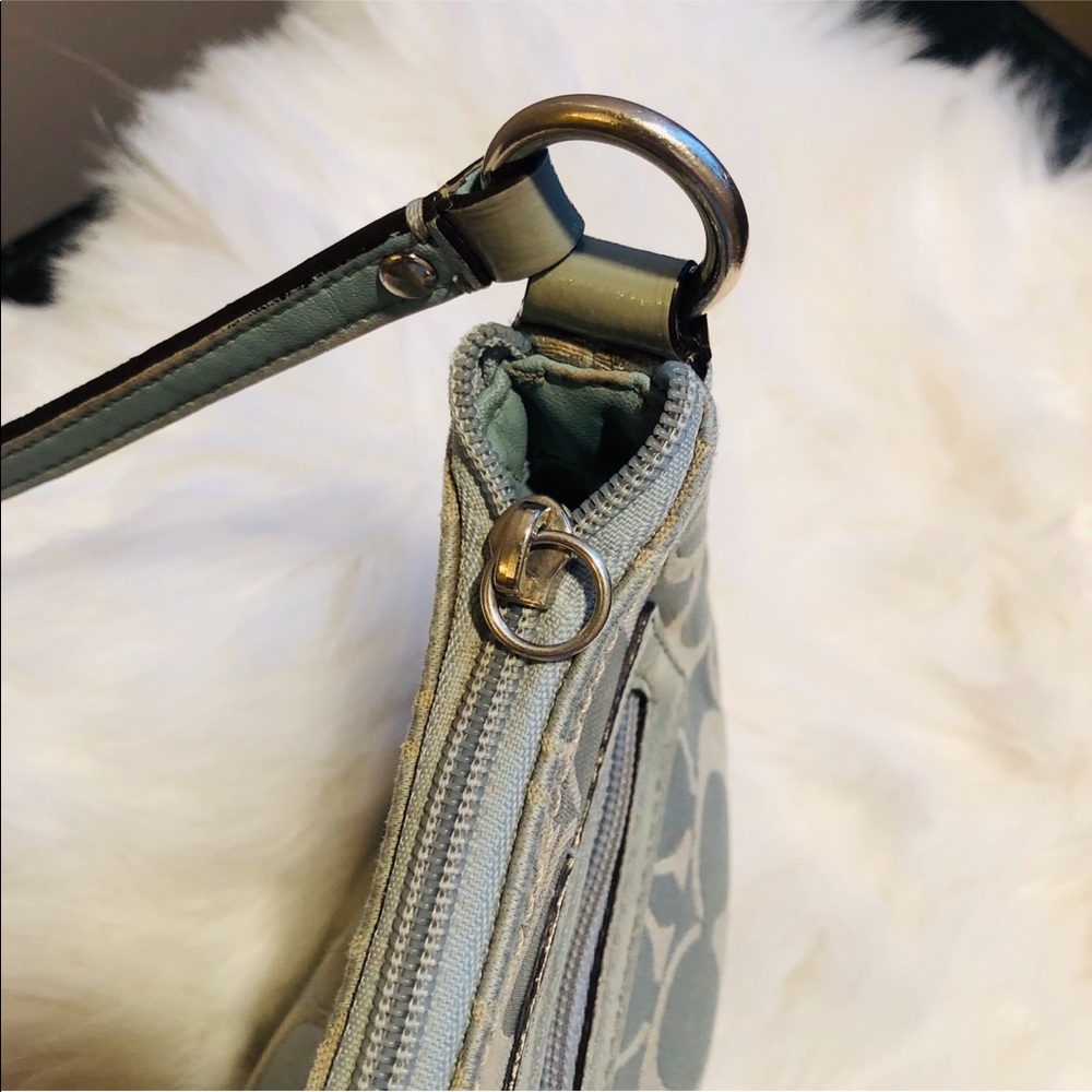 Coach ~ Small Light Blue Fabric Crossbody Purse - Picture 5 of 8